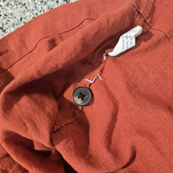 Madewell Red Ruffle Sleeveless V-Neck Linen Blouse - Picture 7 of 8